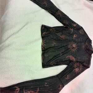 Celestial Black and Brown Long Sleeve Top